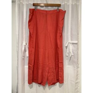 Banana Republic Pants Women's 2XL Coral Linen Blend Wide Leg Cropped Coastal NWT